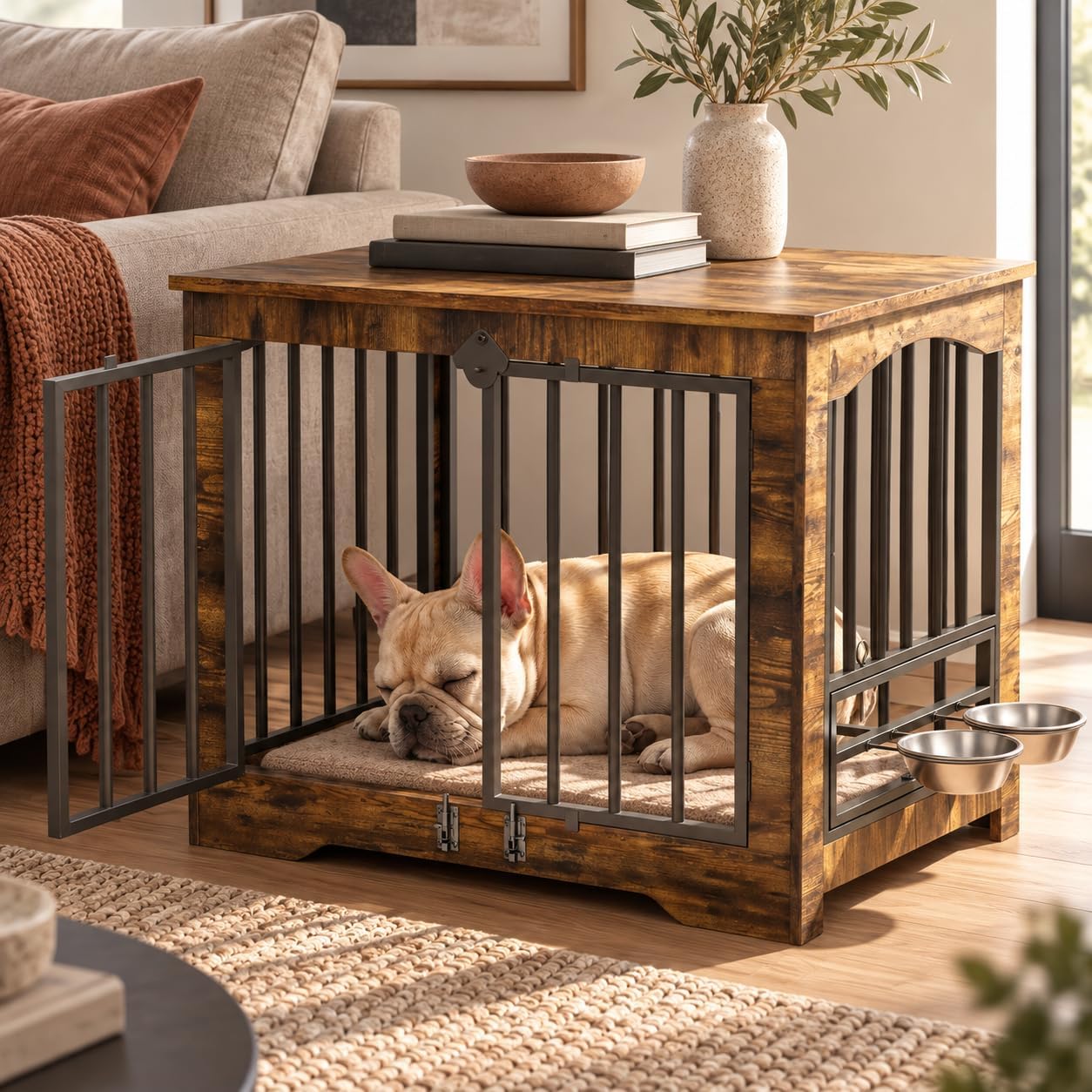 Furlodge wooden dog crate end table G26H92